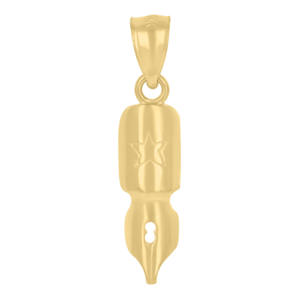 10kt 10k Yellow Gold Mens Pen Nib Charm Pendant